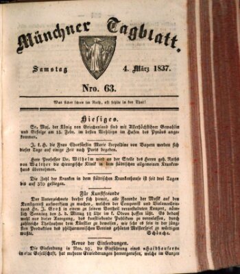Münchener Tagblatt Samstag 4. März 1837