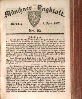 Münchener Tagblatt Montag 3. April 1837