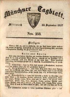 Münchener Tagblatt Mittwoch 13. September 1837