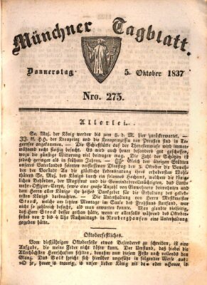 Münchener Tagblatt Donnerstag 5. Oktober 1837