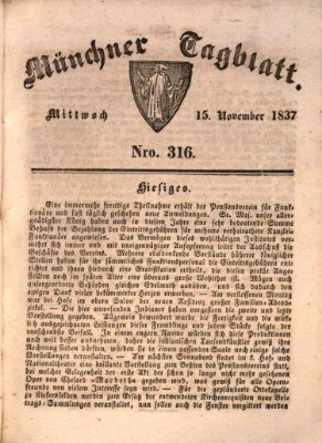 Münchener Tagblatt Mittwoch 15. November 1837