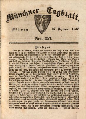 Münchener Tagblatt Mittwoch 27. Dezember 1837