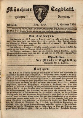 Münchener Tagblatt Mittwoch 3. Oktober 1838