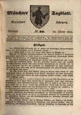 Münchener Tagblatt Mittwoch 30. Januar 1839