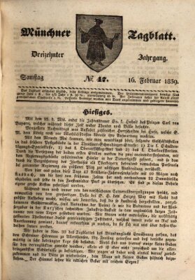 Münchener Tagblatt Samstag 16. Februar 1839
