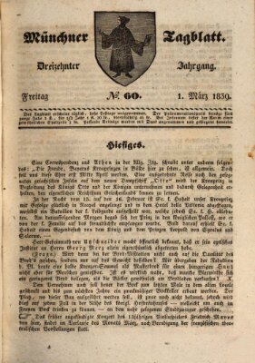 Münchener Tagblatt Freitag 1. März 1839
