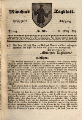 Münchener Tagblatt Freitag 22. März 1839