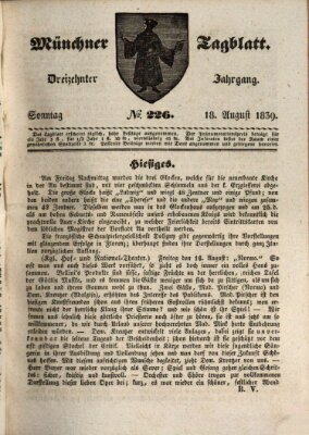 Münchener Tagblatt Sonntag 18. August 1839