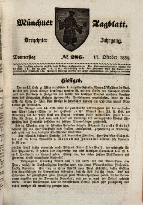 Münchener Tagblatt Donnerstag 17. Oktober 1839