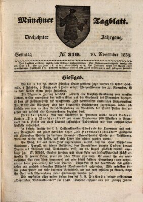Münchener Tagblatt Sonntag 10. November 1839