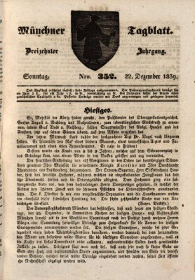 Münchener Tagblatt Sonntag 22. Dezember 1839