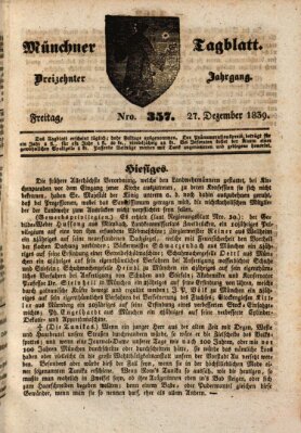 Münchener Tagblatt Freitag 27. Dezember 1839