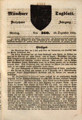 Münchener Tagblatt Montag 30. Dezember 1839