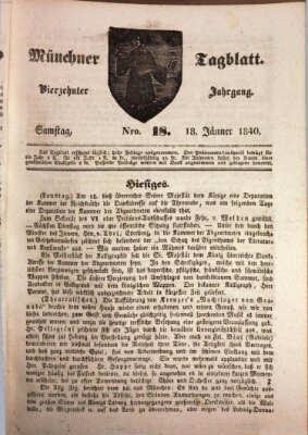 Münchener Tagblatt Samstag 18. Januar 1840