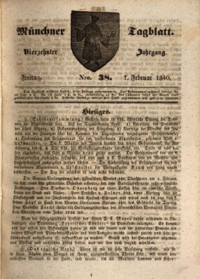 Münchener Tagblatt Freitag 7. Februar 1840
