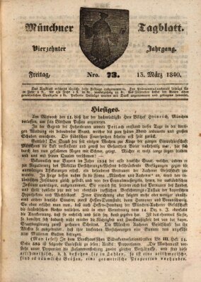 Münchener Tagblatt Freitag 13. März 1840