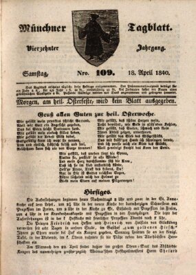 Münchener Tagblatt Samstag 18. April 1840