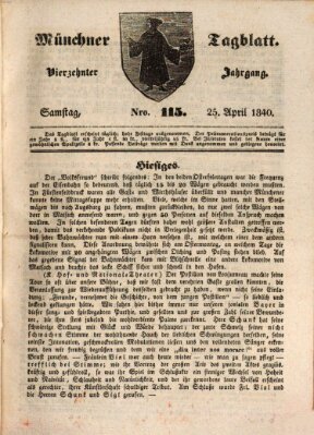 Münchener Tagblatt Samstag 25. April 1840