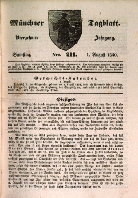 Münchener Tagblatt Samstag 1. August 1840