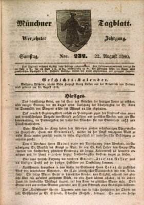 Münchener Tagblatt Samstag 22. August 1840