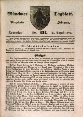 Münchener Tagblatt Donnerstag 27. August 1840