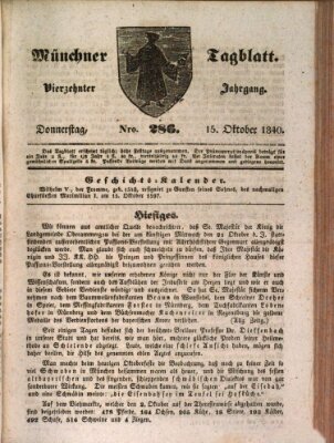 Münchener Tagblatt Donnerstag 15. Oktober 1840