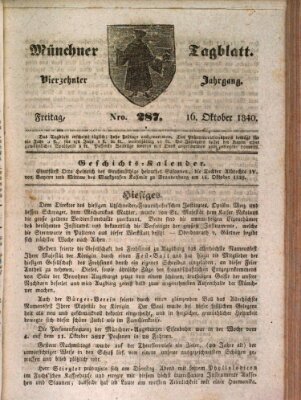 Münchener Tagblatt Freitag 16. Oktober 1840