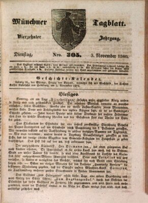 Münchener Tagblatt Dienstag 3. November 1840