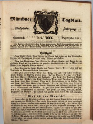 Münchener Tagblatt Mittwoch 1. September 1841