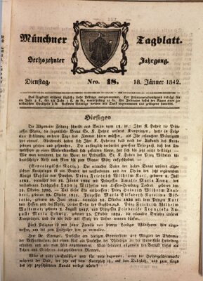 Münchener Tagblatt Dienstag 18. Januar 1842