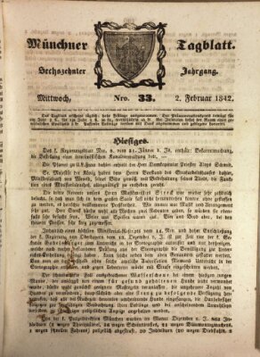Münchener Tagblatt Mittwoch 2. Februar 1842