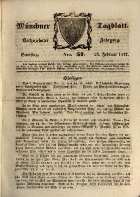 Münchener Tagblatt Samstag 26. Februar 1842