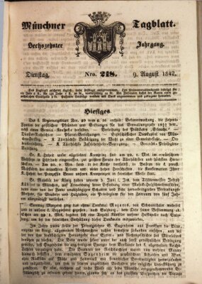 Münchener Tagblatt Dienstag 9. August 1842