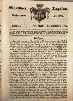 Münchener Tagblatt Sonntag 11. September 1842