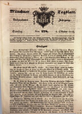 Münchener Tagblatt Samstag 8. Oktober 1842