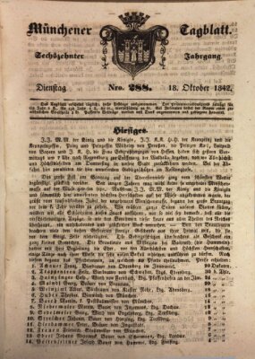 Münchener Tagblatt Dienstag 18. Oktober 1842