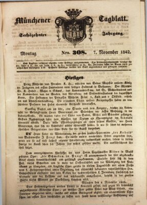 Münchener Tagblatt Montag 7. November 1842