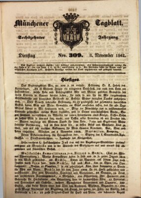 Münchener Tagblatt Dienstag 8. November 1842