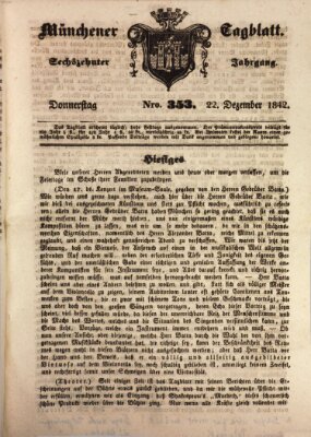 Münchener Tagblatt Donnerstag 22. Dezember 1842