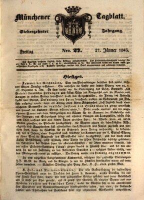 Münchener Tagblatt Freitag 27. Januar 1843