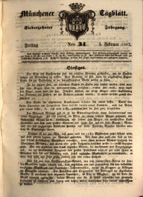 Münchener Tagblatt Freitag 3. Februar 1843