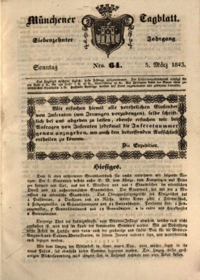 Münchener Tagblatt Sonntag 5. März 1843