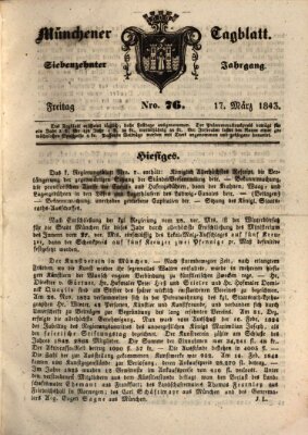 Münchener Tagblatt Freitag 17. März 1843