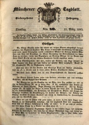 Münchener Tagblatt Dienstag 21. März 1843