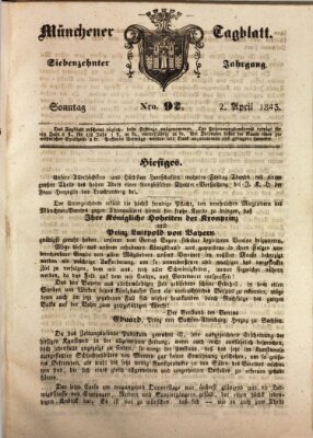Münchener Tagblatt Sonntag 2. April 1843