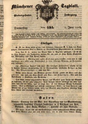 Münchener Tagblatt Donnerstag 1. Juni 1843