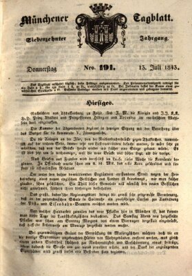 Münchener Tagblatt Donnerstag 13. Juli 1843