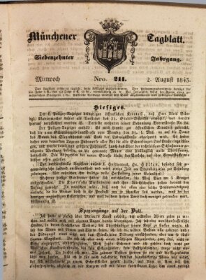 Münchener Tagblatt Mittwoch 2. August 1843