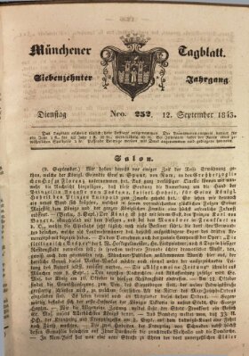 Münchener Tagblatt Dienstag 12. September 1843