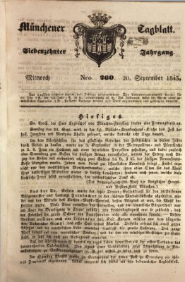 Münchener Tagblatt Mittwoch 20. September 1843